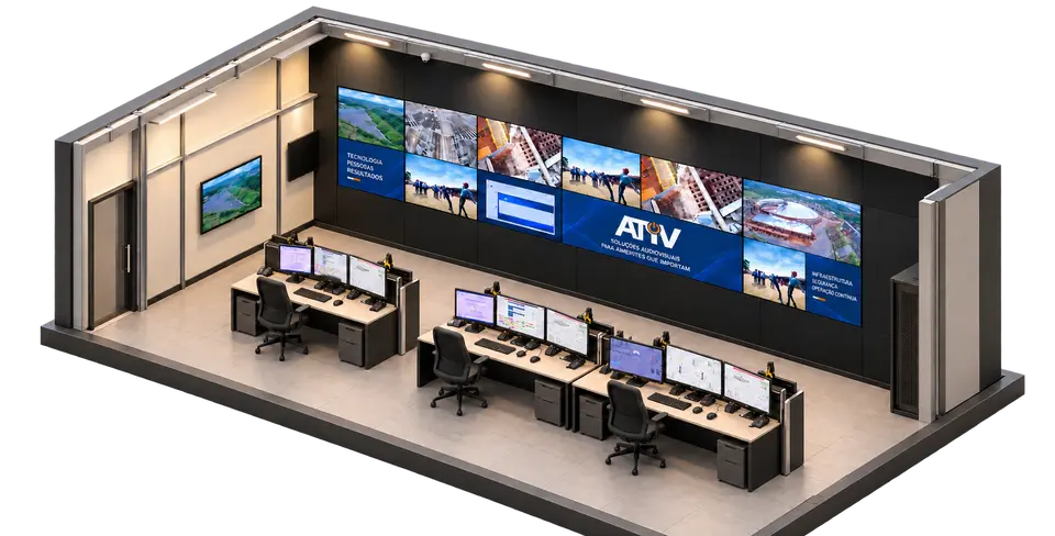 Ilustração de centro de operações com videowall